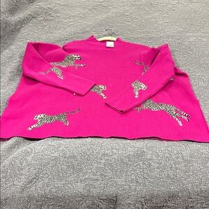 Entro Vibrant Pink Sweater with Leopard Motif